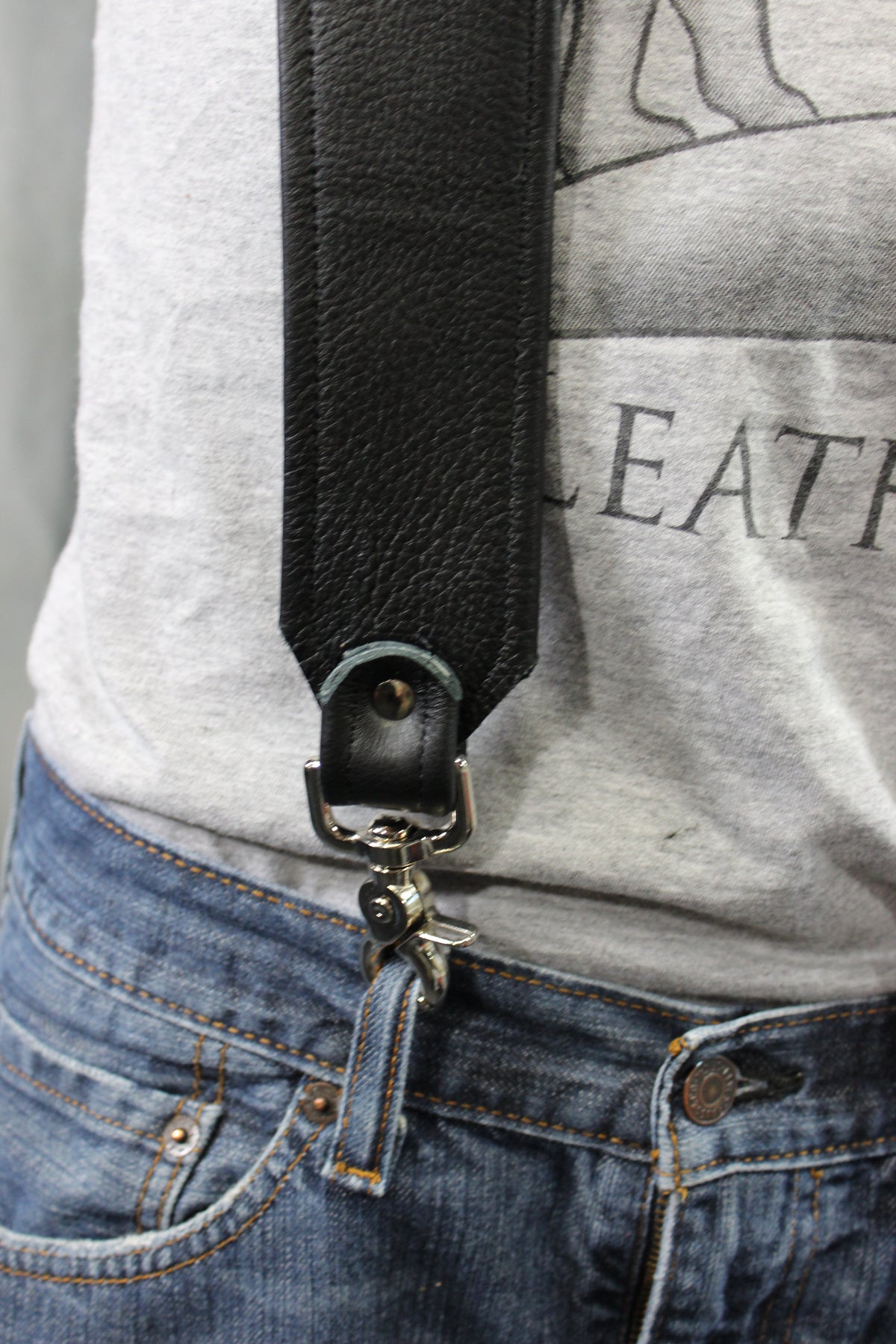 Our Back to Basics Black DOUBLE WIDE Convertable Leather Suspenders! - view 19