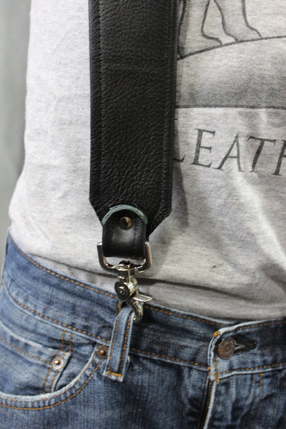 Our Back to Basics Black DOUBLE WIDE Convertable Leather Suspenders! - view 19