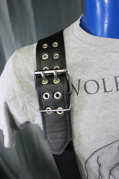Our Back to Basics Black DOUBLE WIDE Convertable Leather Suspenders! - view 25