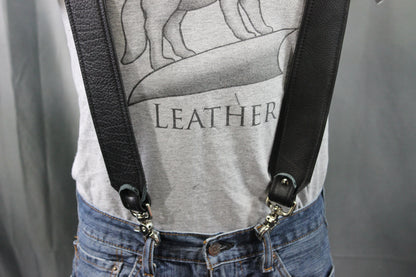 Our Back to Basics Black DOUBLE WIDE Convertable Leather Suspenders! - view 34
