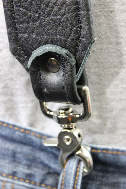 Our Back to Basics Black DOUBLE WIDE Convertable Leather Suspenders! - view 35