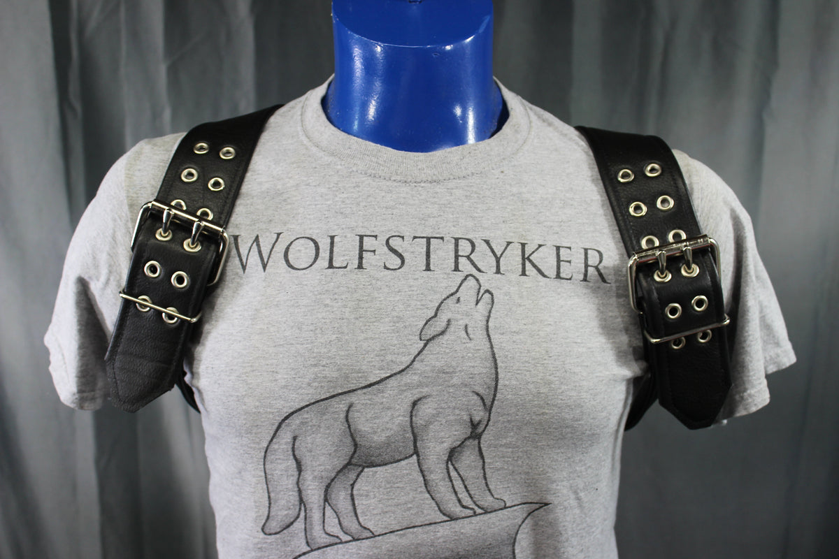 Our Back to Basics Black DOUBLE WIDE Convertable Leather Suspenders! - view 38