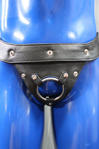 Black Leather Jock with built in Cockring - view 12