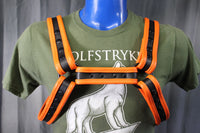 Black and Orange Bulldog Harness and Jock Combo! - front view