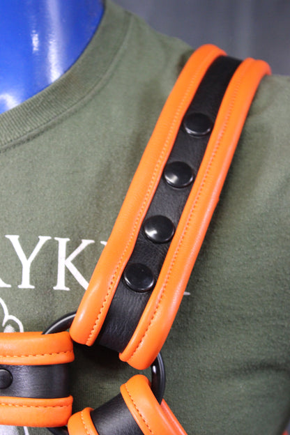 Black and Orange Bulldog Harness - Our Softest Leather! - view 9