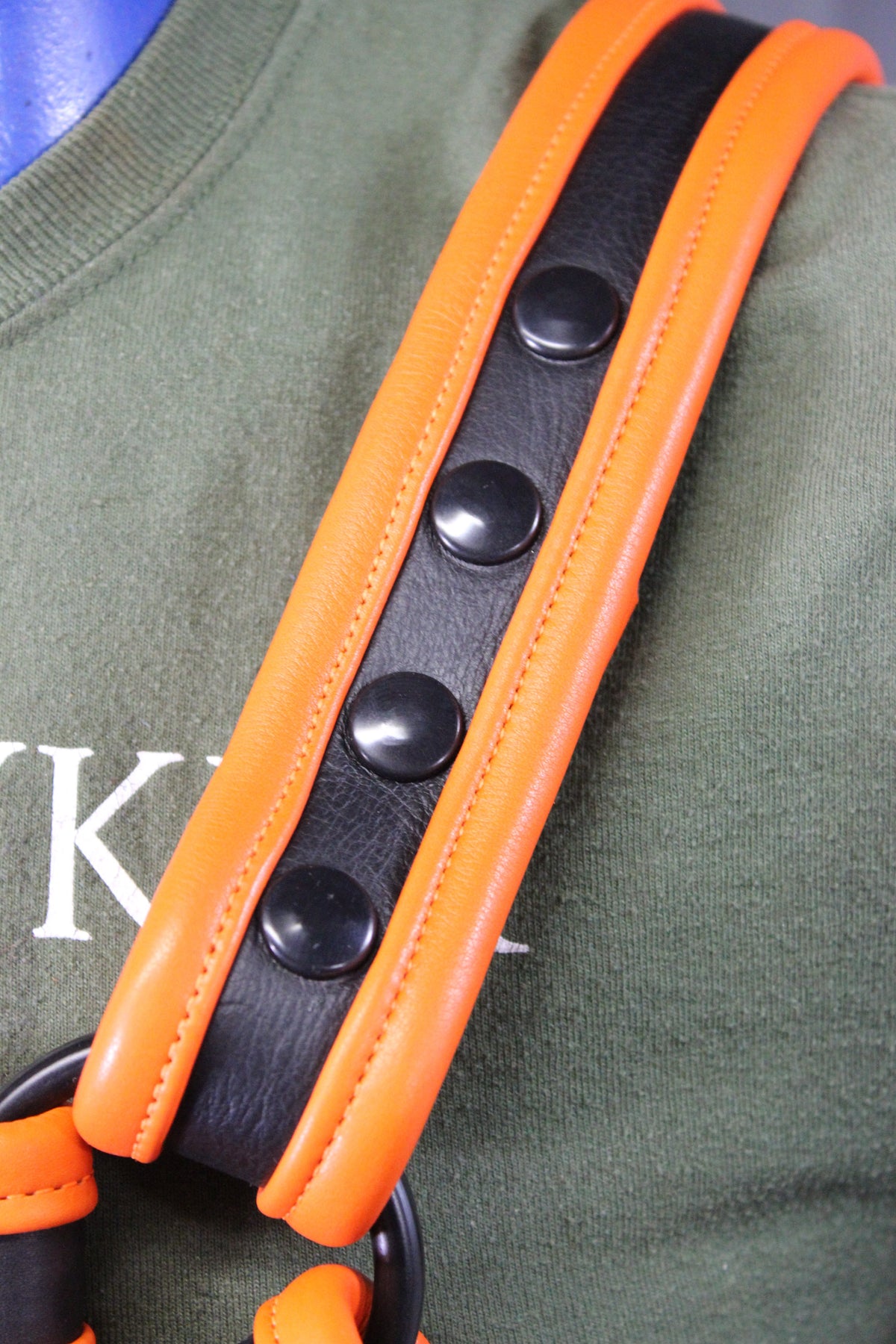 Black and Orange Bulldog Harness - Our Softest Leather! - view 10