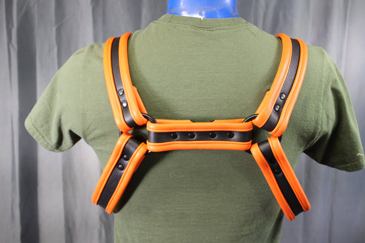 Black and Orange Bulldog Harness - Our Softest Leather! - view 17