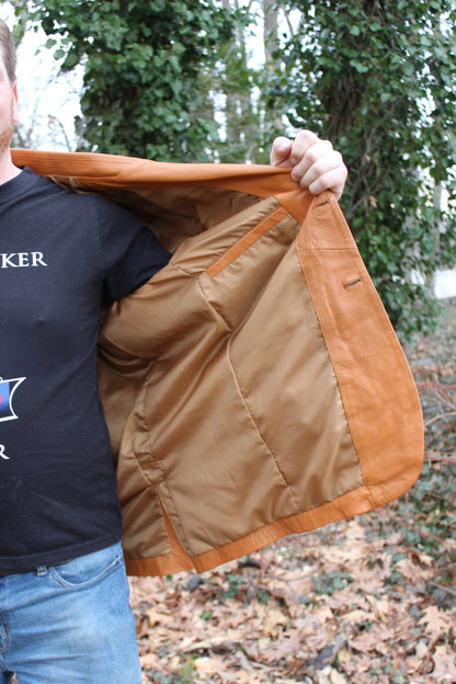 Otter and Fox Leather Sport Jacket in Camel Tan - view 5
