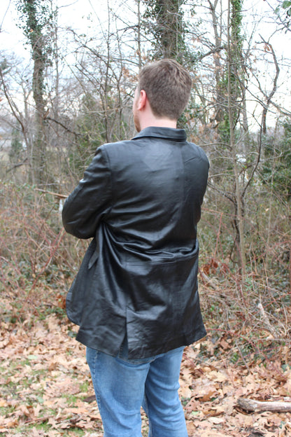 Otter and Fox Leather Sport Jacket in Black - view 3