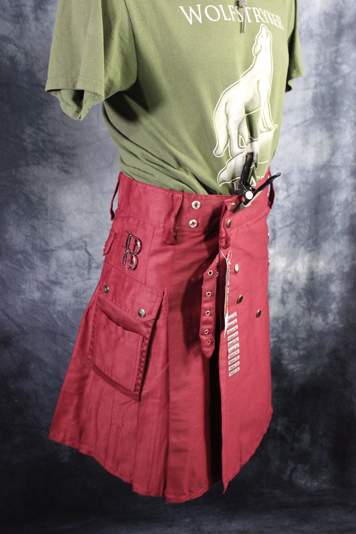 Classic KiltedBros Kilt in Burgundy - front view