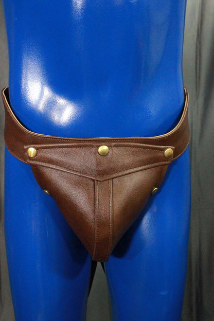 Brown Jockstrap with Brass Hardware - view 2