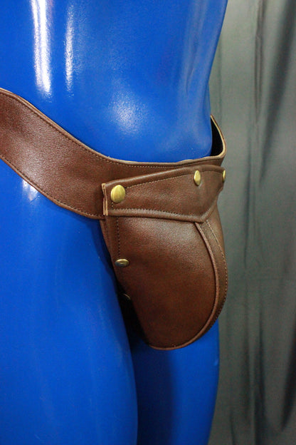 Brown Jockstrap with Brass Hardware - view 3