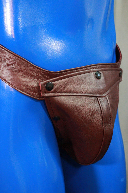 Burgundy Jockstrap with Black Hardware - front view