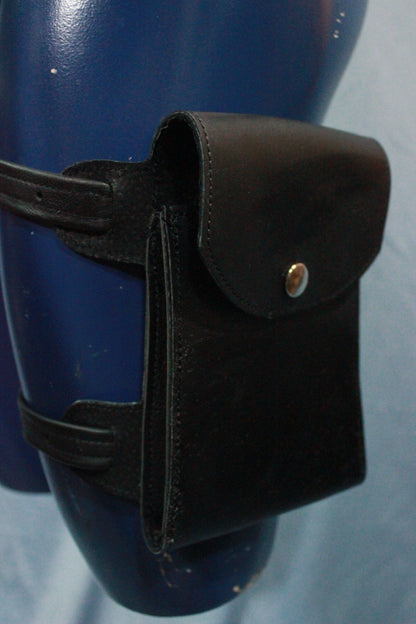Leather Thigh Pouch Cell Phone Holster - front view