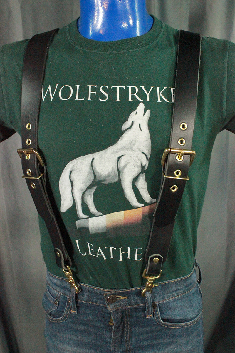 Packmaster Edition Leather Suspenders - front view