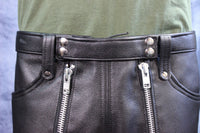 Front Access Leather Pants - front view