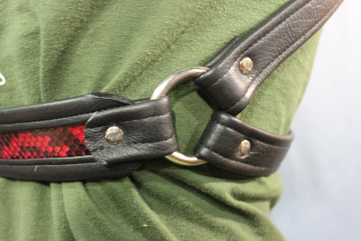 Triangle Front Extended X-Harness - Black Edging with Red & Black Snakeskin - view 9