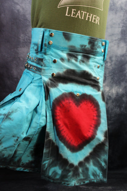 Leather Flag Tie-Dye Kilt by Kilted Bros - front view