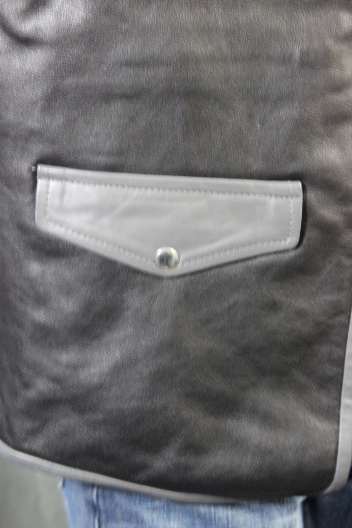 OnF Leather Bar Vest - Black with Grey Highlights - view 2
