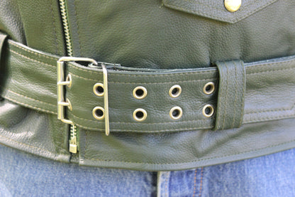 Otter and Fox Leather Biker Jackets in Hunter Green - view 6