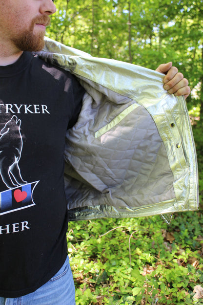 Otter and Fox Leather Biker Jackets in Metallic Gold - view 3