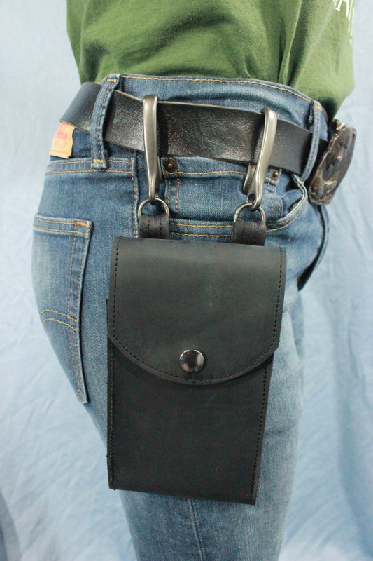 Leather Cell Phone Case with Hooks - front view