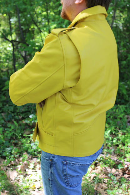 Otter and Fox Leather Biker Jackets in Yellow - view 4