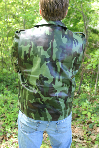 Otter and Fox Leather Biker Jackets in Camo - view 3