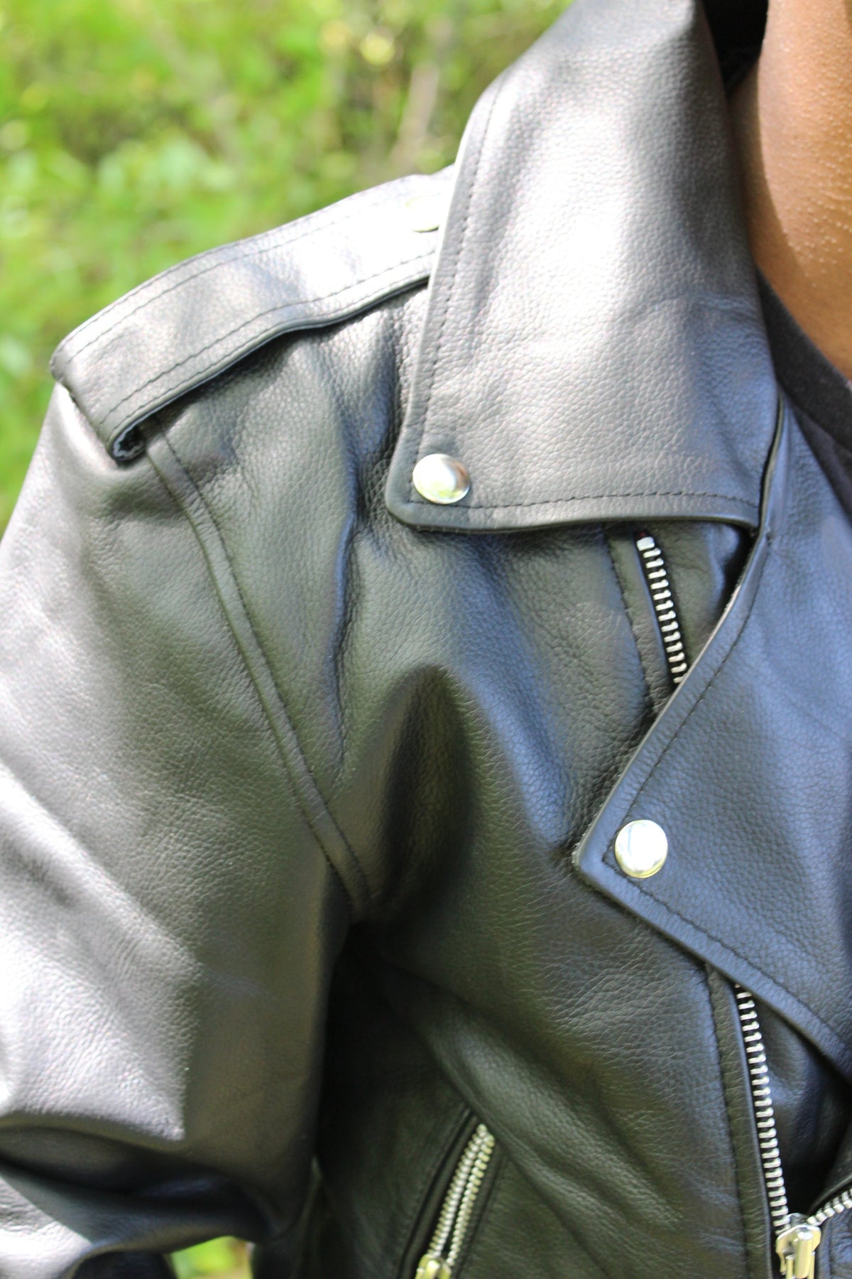 Otter and Fox Leather Biker Jackets in Classic Black - view 2