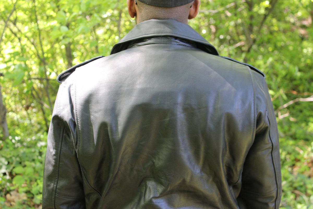 Otter and Fox Leather Biker Jackets in Classic Black - view 7