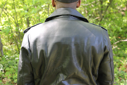Otter and Fox Leather Biker Jackets in Classic Black - view 7