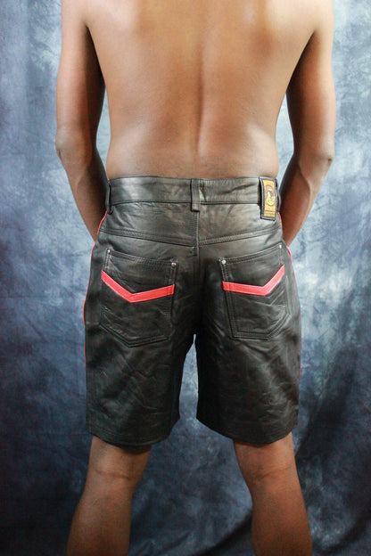 OnF "Chevron" Shorts in Black and Red - view 2