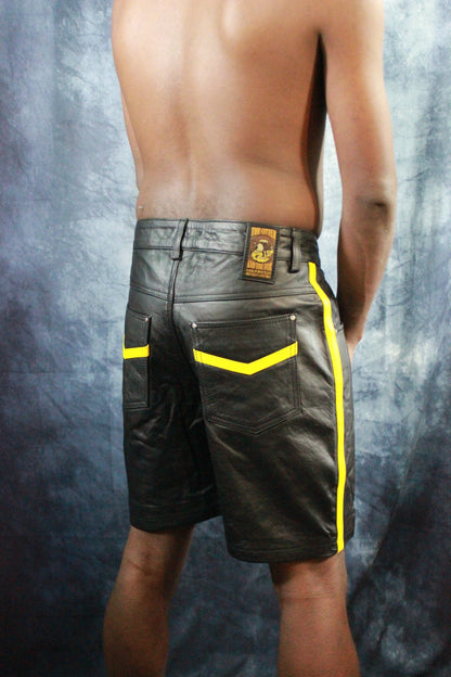OnF "Chevron" Shorts in Black and Yellow - view 3