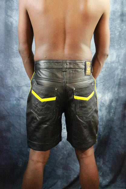 OnF "Chevron" Shorts in Black and Yellow - view 4