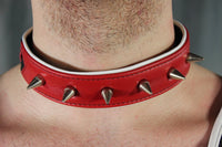 Alpha Pup Gunner's Red Spiked Collar - front view