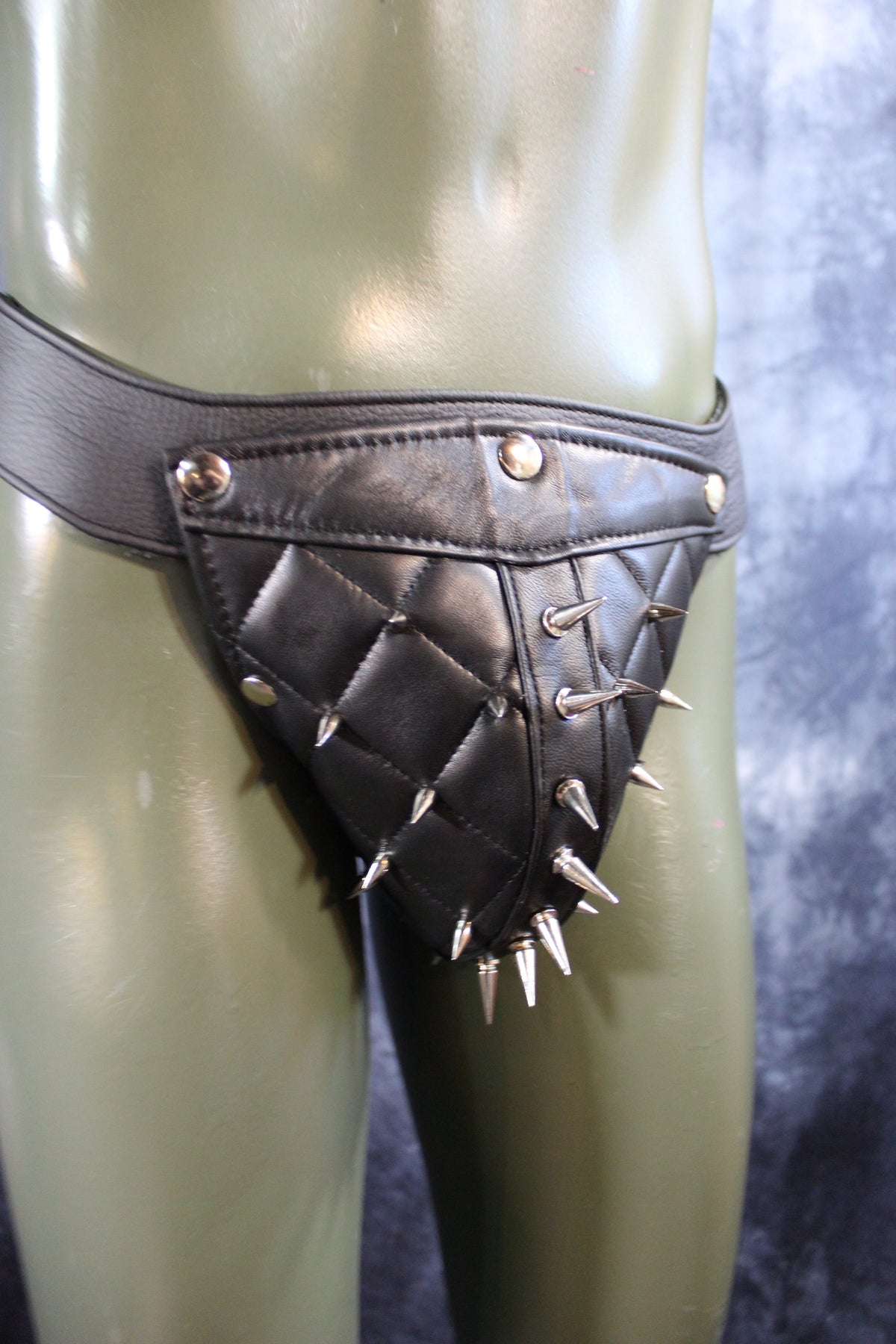 Spiked Quilted Jockstrap - front view