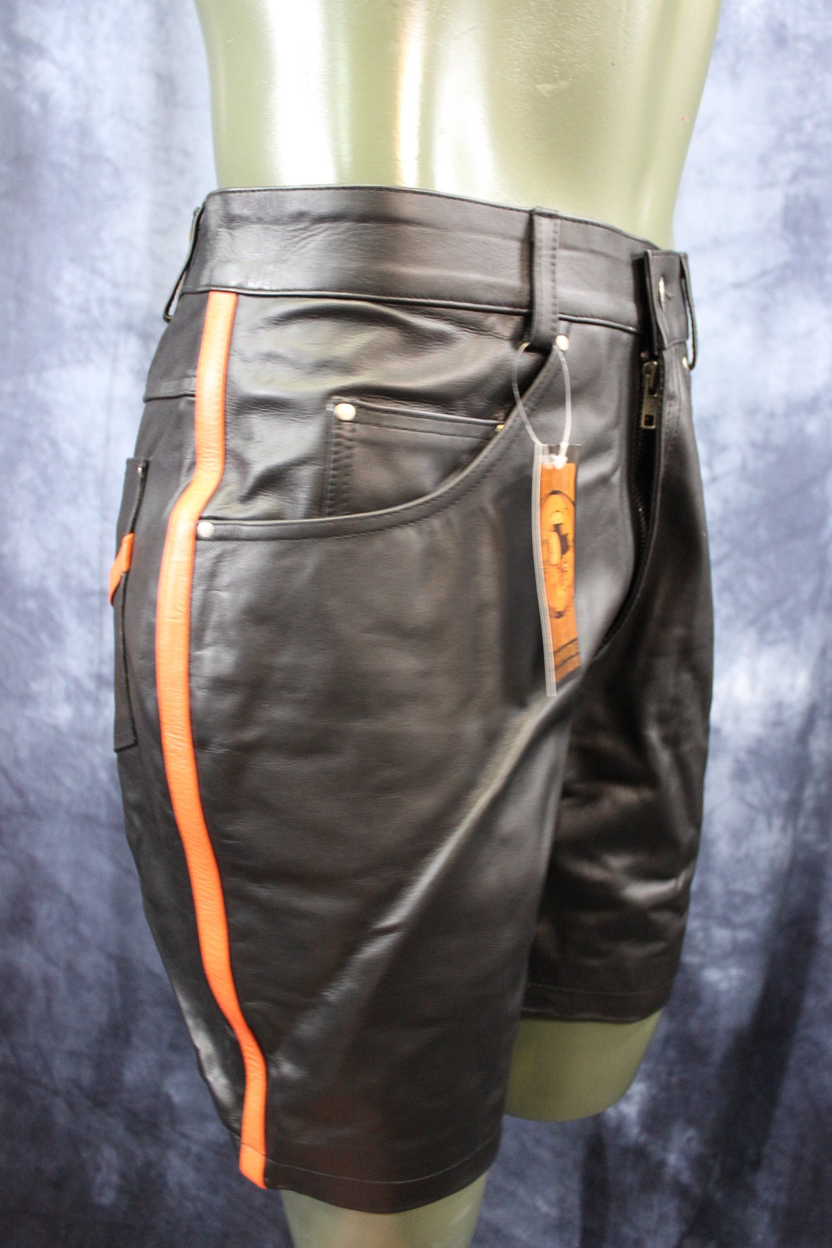 OnF "Chevron" Shorts in Black and Orange - front view