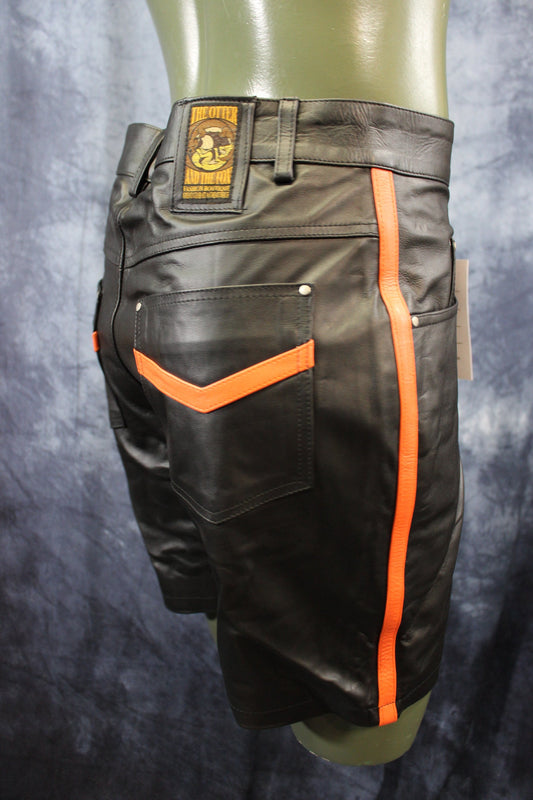 OnF "Chevron" Shorts in Black and Orange - view 2