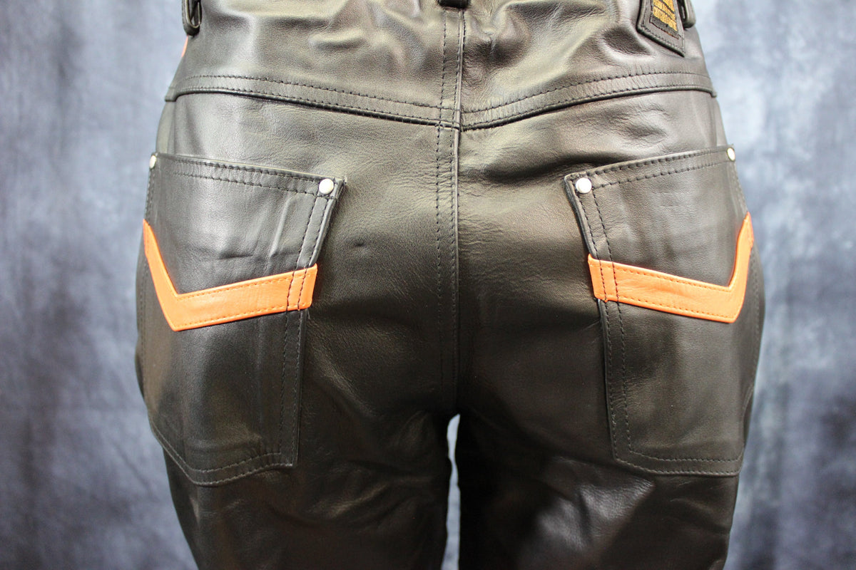 OnF "Chevron" Shorts in Black and Orange - view 3