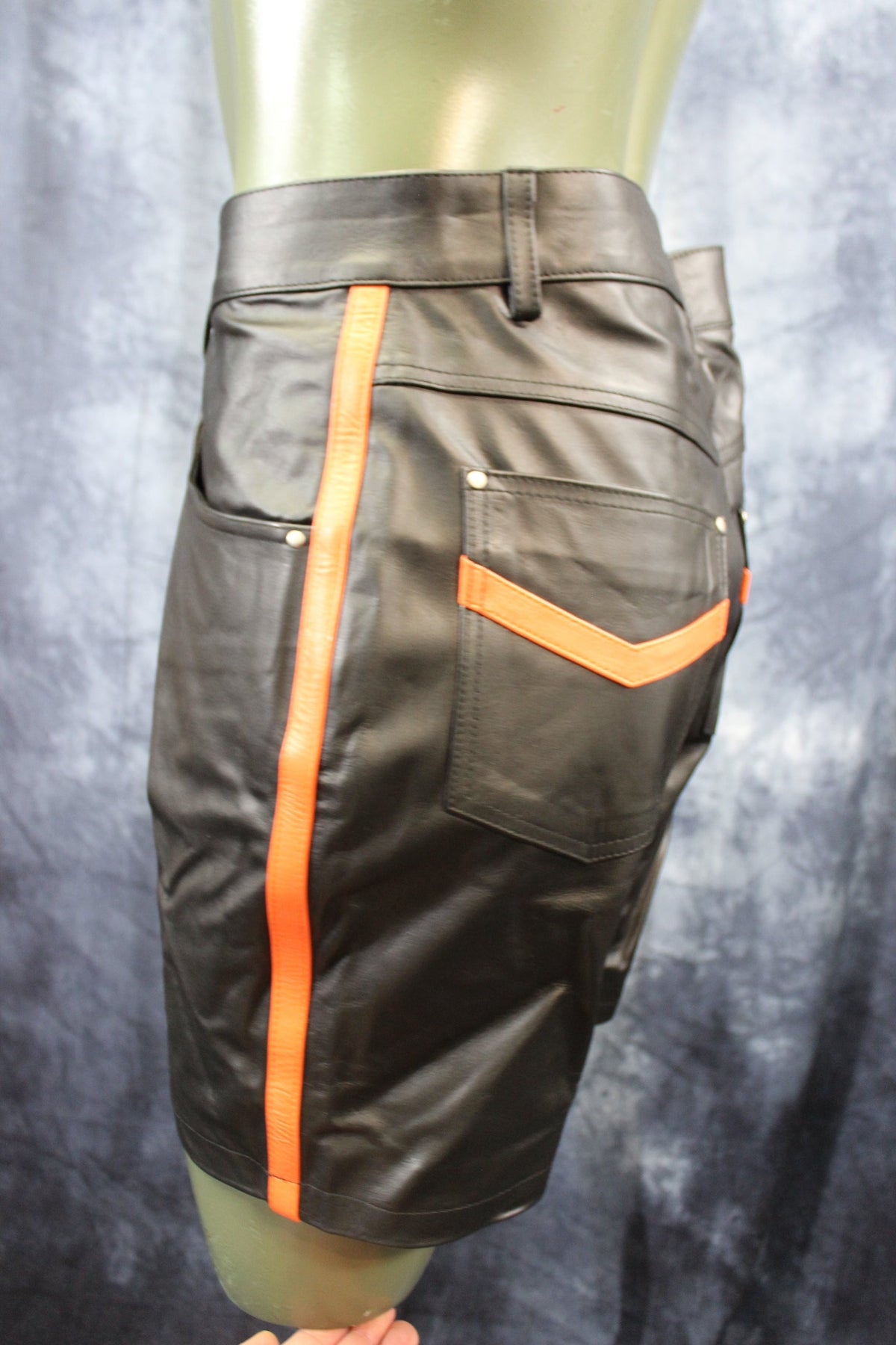 OnF "Chevron" Shorts in Black and Orange - view 4