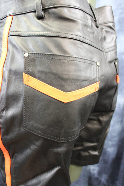 OnF "Chevron" Shorts in Black and Orange - view 5