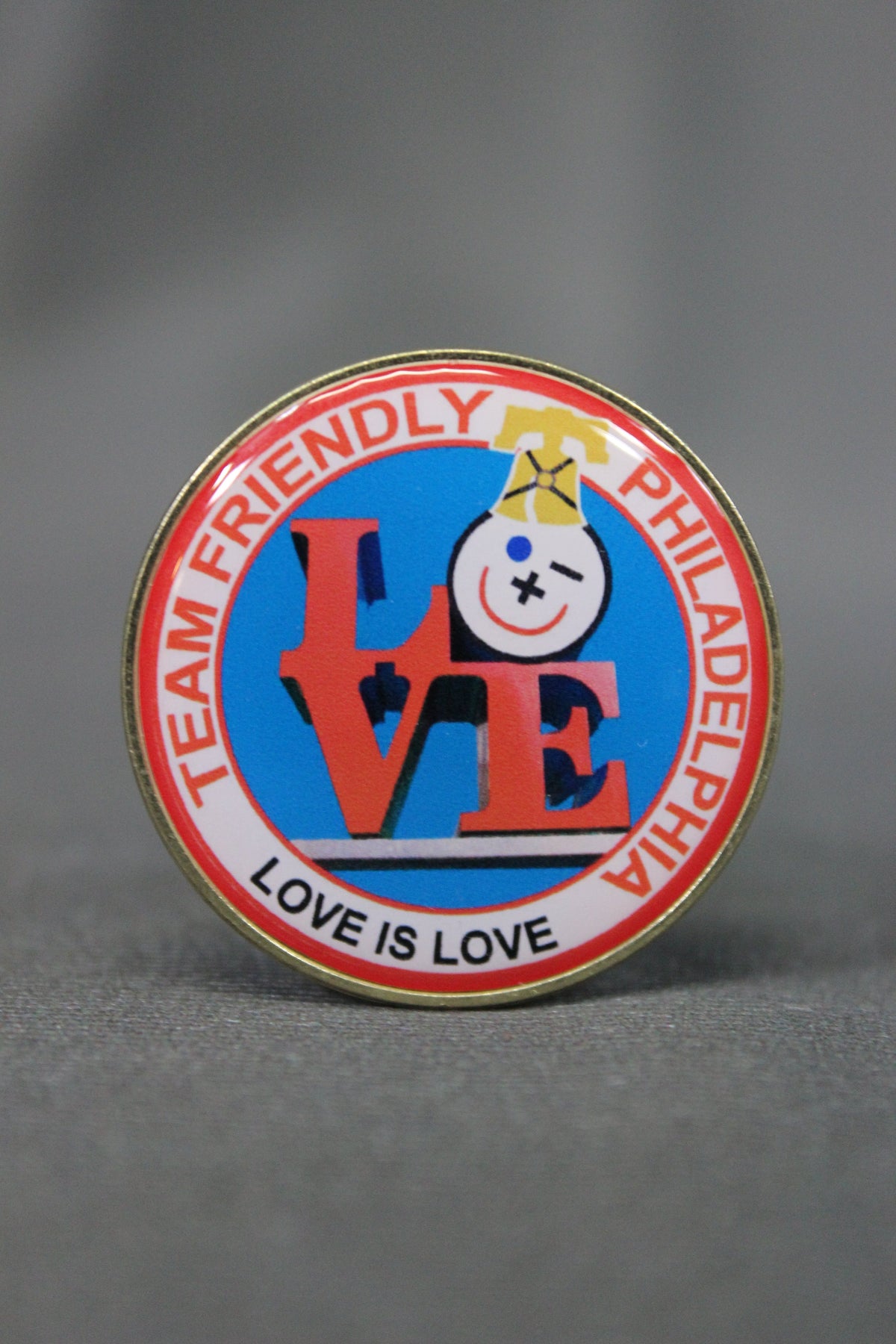 Team Friendly Philadelphia Pin - front view