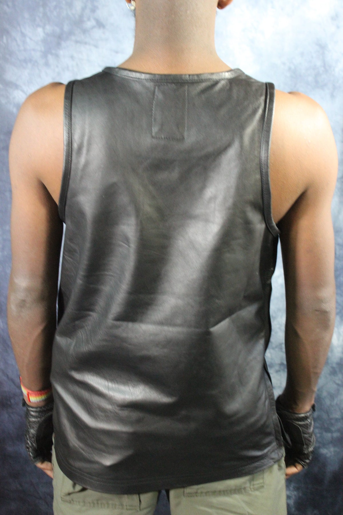 OnF Leather Tank Tops in Black - view 5