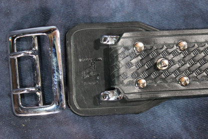 Duty Belt with Basketweave Embossing and Sam Brown Buckle and Stud - view 3