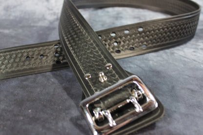 Duty Belt with Basketweave Embossing and Sam Brown Buckle and Stud - view 5
