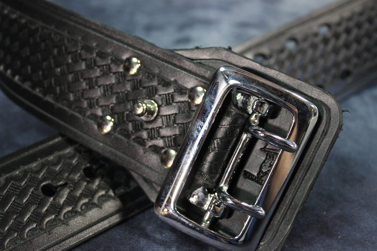 Duty Belt with Basketweave Embossing and Sam Brown Buckle and Stud - view 6