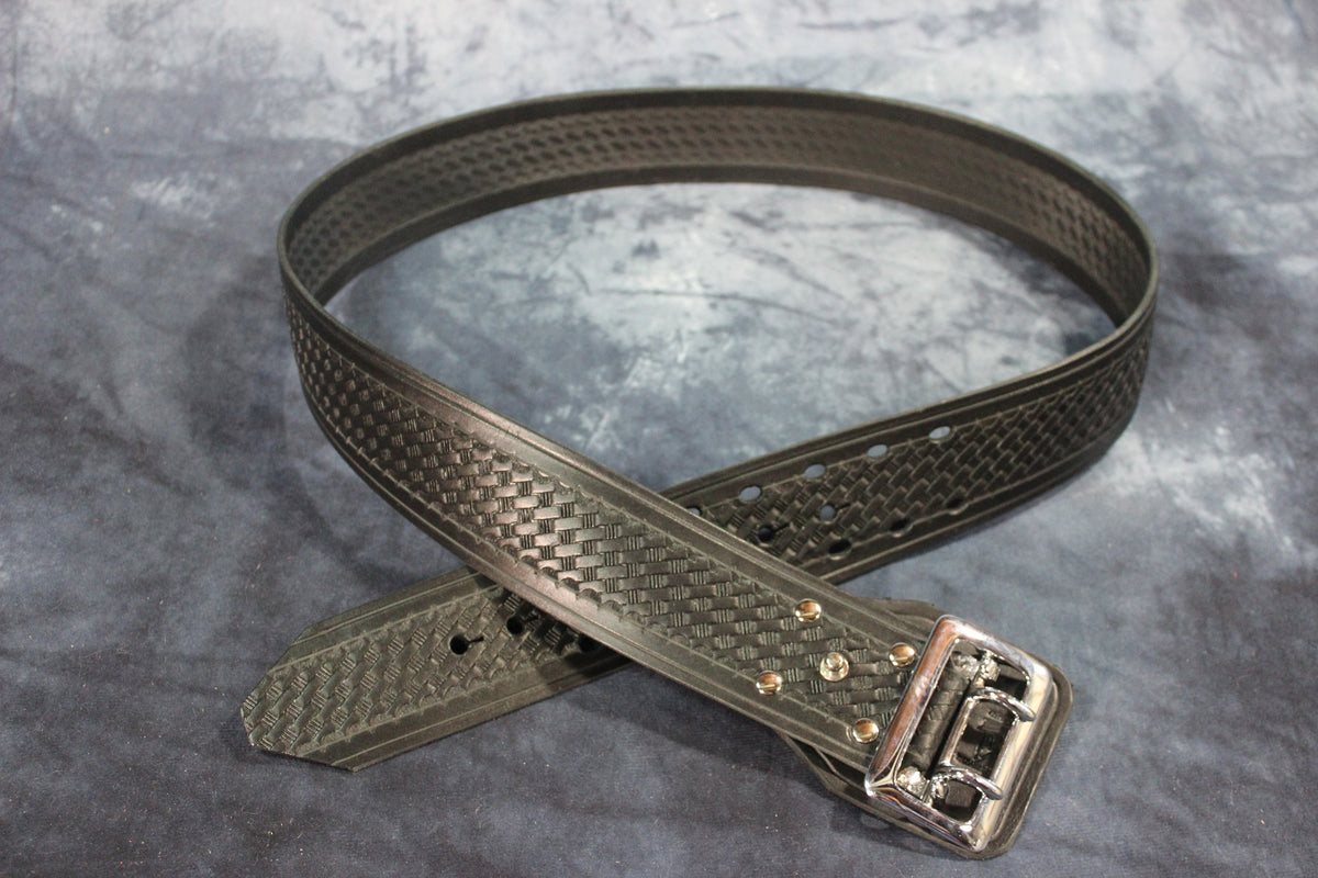 Duty Belt with Basketweave Embossing and Sam Brown Buckle and Stud - view 7