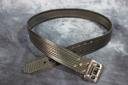 Duty Belt with Basketweave Embossing and Sam Brown Buckle and Stud - view 7