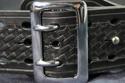 Duty Belt with Basketweave Embossing and Sam Brown Buckle and Stud - view 10