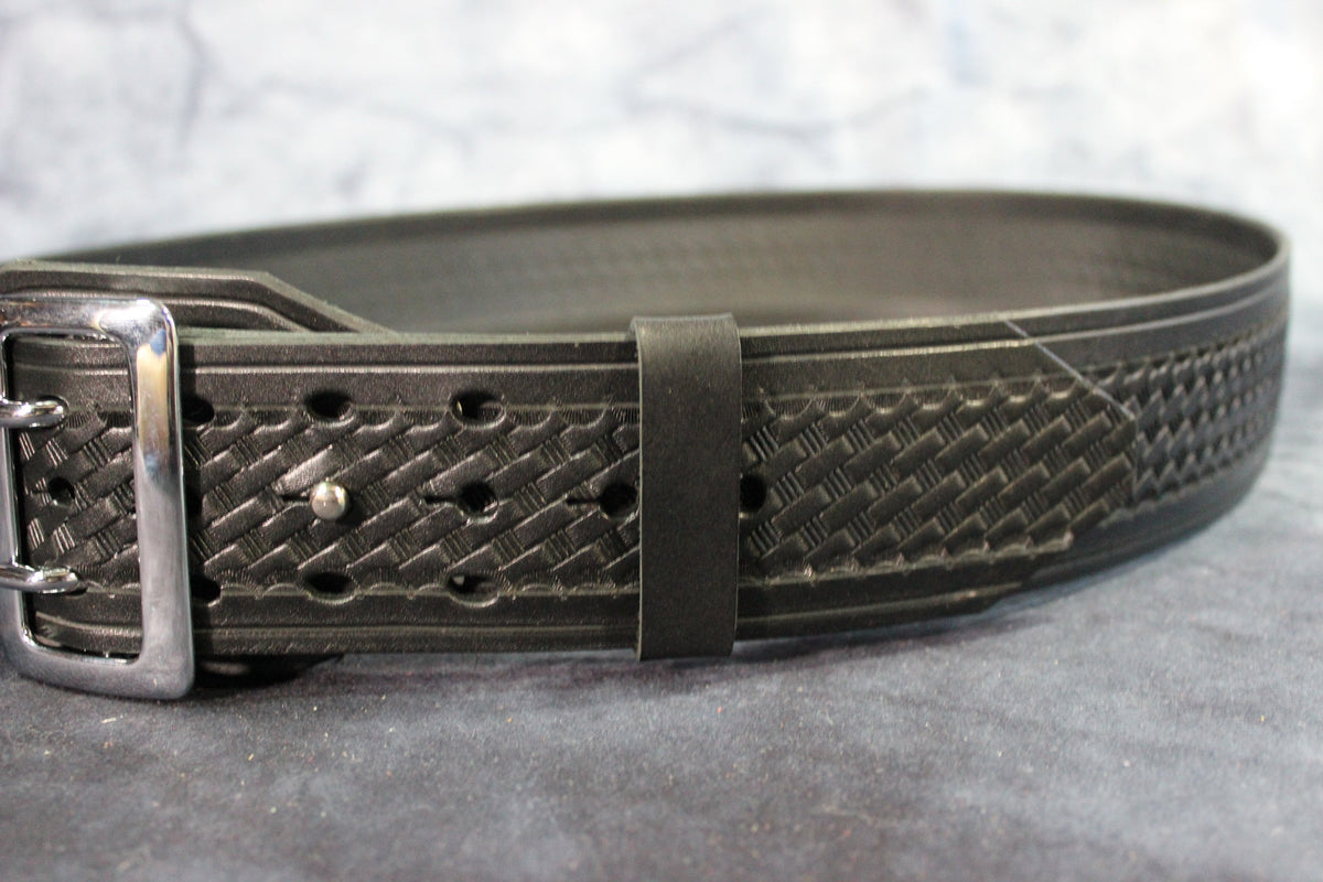 Duty Belt with Basketweave Embossing and Sam Brown Buckle and Stud - view 12